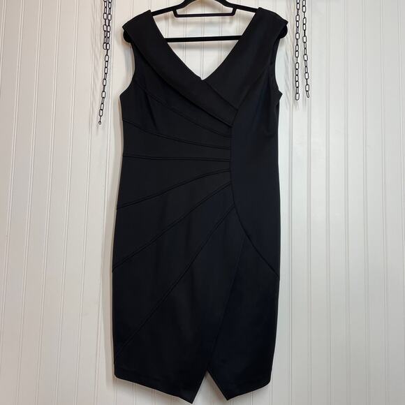 SD Collection Black Sleeveless V-Neck Mini Bodycon Dress Size 12 - Picture 1 of 8